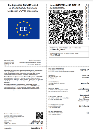 Estonian COVID-19 certificate